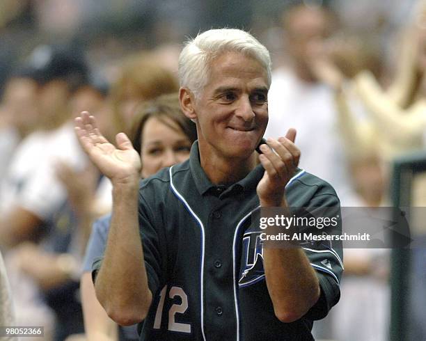 Florida Gov. Charlie Crist at the Tampa Bay Devil Rays season opening game April 6, 2007 in St. Petersburg. The Rays beat the Toronto Blue Jays 6 - 5.