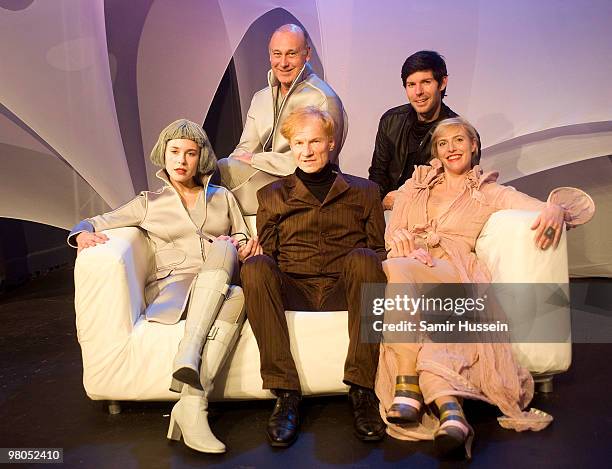 Anna Winslet , sister of Kate Winslet, Christoph Dostal , director Ilmar Taska and pose during the curtain call for 'The Power of Love' at The...