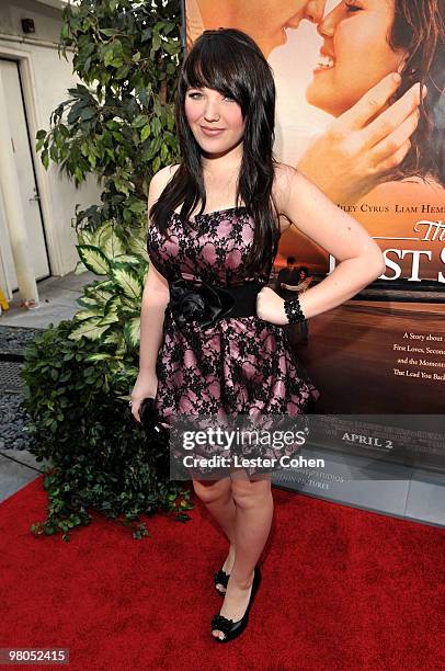 Actress Carrie Malabre arrives at the "The Last Song" Los Angeles premiere held at ArcLight Hollywood on March 25, 2010 in Hollywood, California.