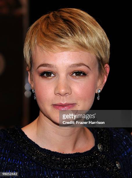 Actress Carey Mulligan arrives at the premiere of The Creative Coalition's "The Greatest" held at the Linwood Dunn Theater on March 25, 2010 in...
