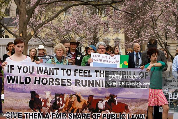 General view at the Cloud Foundation's "March for Mustangs" rally news conference on March 25, 2010 in Washington, DC.