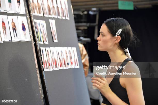 Backstage atmosphere during the Heron Preston Menswear Spring/Summer 2019 "En Vogue" Presentation as part of Paris Fashion Week on June 21, 2018 in...