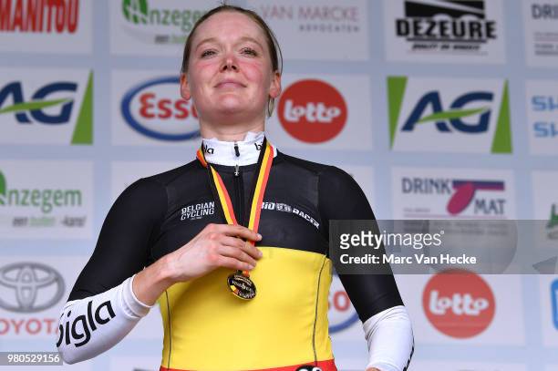 Podium / Ann-Sophie Duyck of Belgium and Cervelo-Bigla Pro Cycling Team Gold Medal / Celebration / during the 119th Belgian Road Championship 2018 a...
