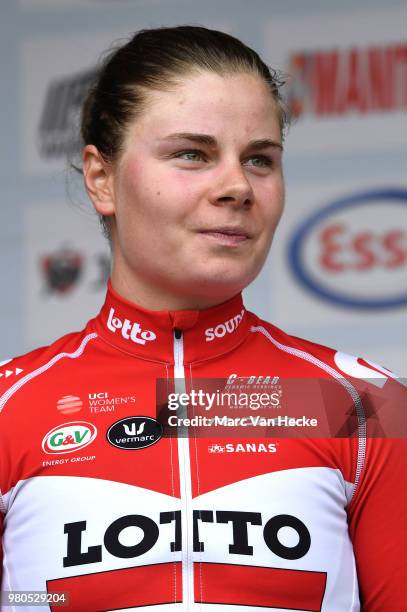 Podium / Lotte Kopecky of Belgium and Team Lotto Soudal Ladies Silver Medal / Celebration / during the 119th Belgian Road Championship 2018 a 28,2km...