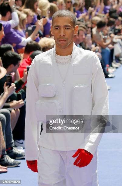 Model walks the runway during the Louis Vuitton Menswear Spring/Summer 2019 show as part of Paris Fashion Week on June 21, 2018 in Paris, France.