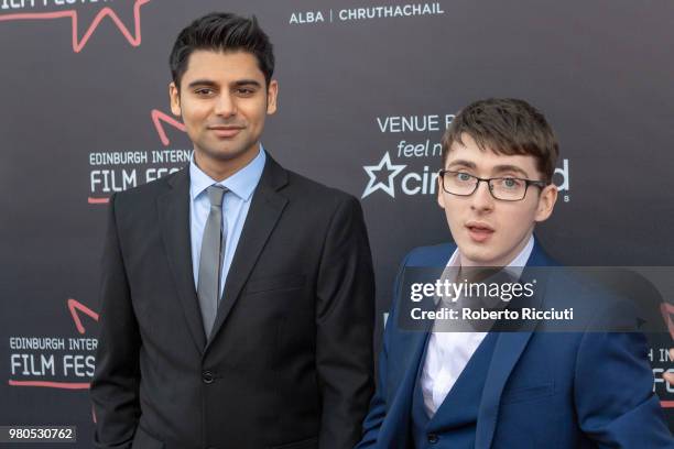 Actors Antonio Aakeel and Jack Carroll attend a photocall for the World Premiere of 'Eaten by Lions' during the 72nd Edinburgh International Film...