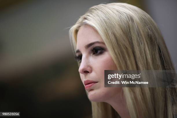 Ivanka Trump listens as U.S. President Donald Trump meets with U.S. Governors during a working lunch at the White House June 21, 2018 in Washington,...