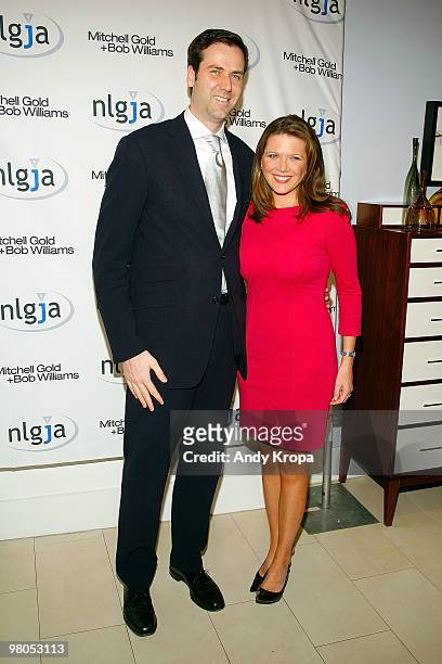 Ben James and Trish Regan attend the NLGJA's 15th Annual New York Benefit at Mitchell Gold & Bob Williams SoHo Store on March 25, 2010 in New York...