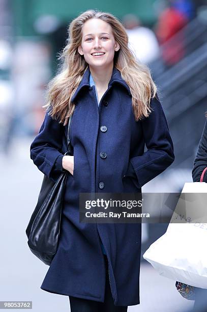 Actress Leelee Sobieski walks in Soho on March 25, 2010 in New York City.