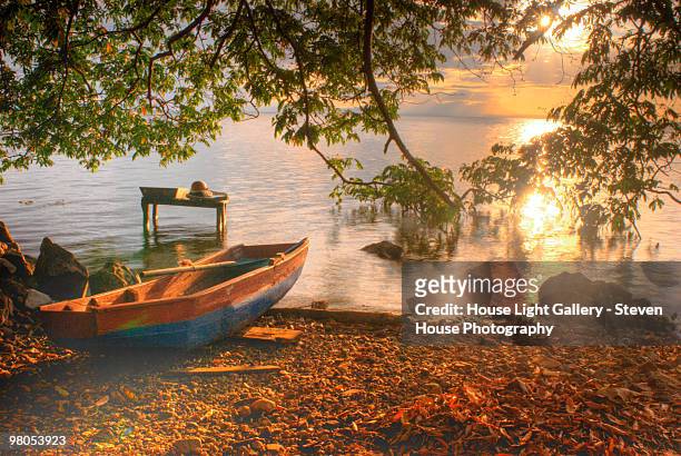 sunset falls on lake nicaragua   - solentiname nicaragua stock pictures, royalty-free photos & images