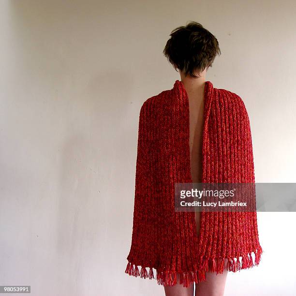 nude woman wearing scarf - lucy lambriex stock-fotos und bilder