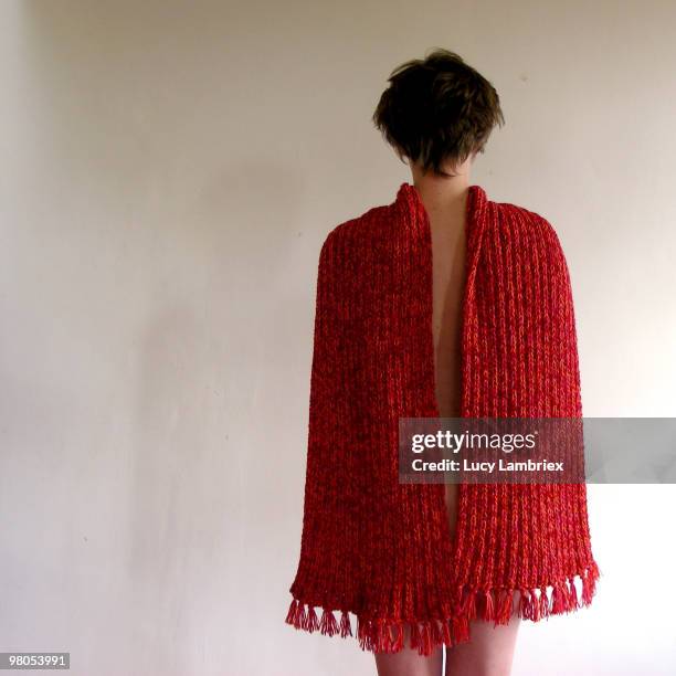 nude woman wearing scarf - lucy lambriex fotografías e imágenes de stock