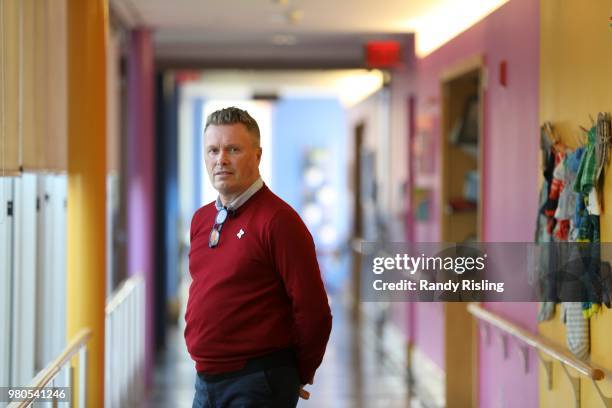 May 9: David Sheard in the hall of the Redstone dementia unit at Malton Village.