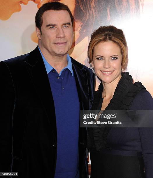 John Travolta and Kelly Preston attends the "The Last Song" Los Angeles Premiere at ArcLight Hollywood on March 25, 2010 in Hollywood, California.