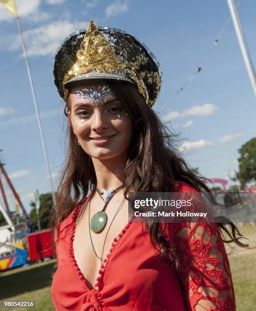 Festival goers at Seaclose Park on June 21, 2018 in Newport, Isle of Wight.