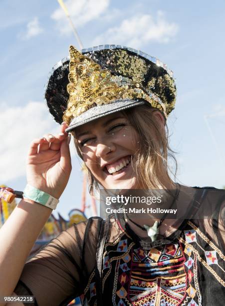 Festival goers at Seaclose Park on June 21, 2018 in Newport, Isle of Wight.