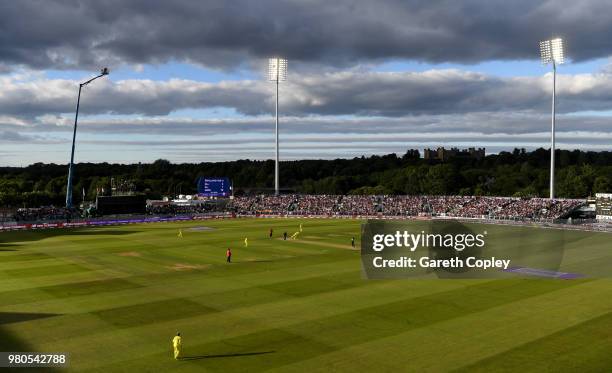 General view of play during the 4th Royal London One Day International between England and Australia at Emirates Durham ICG on June 21, 2018 in...