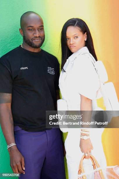 Stylist Virgil Abloh and singer Rihanna pose after the Louis Vuitton Menswear Spring/Summer 2019 show as part of Paris Fashion Week on June 21, 2018...
