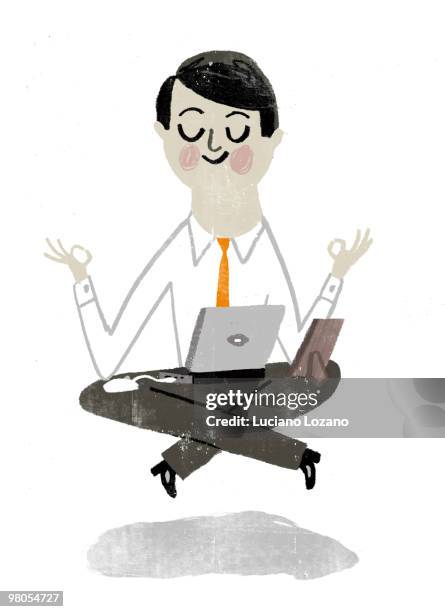 happy work - smiling-man-at-computer stock illustrations