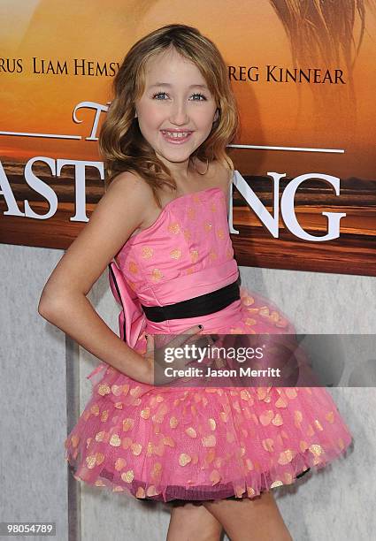 Actress Noah Lindsey Cyrus arrives at the "The Last Song" Los Angeles premiere held at ArcLight Hollywood on March 25, 2010 in Hollywood, California.