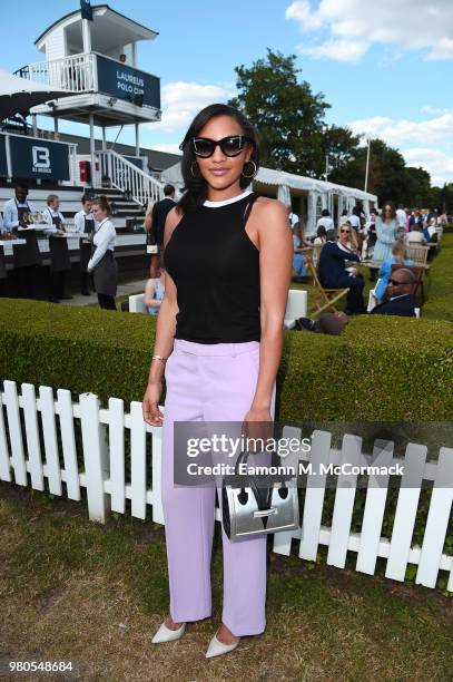 Amal Fashanu attends the Laureus Polo Cup the at Ham Polo Club on June 21, 2018 in Richmond, England.