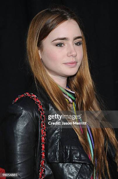 Actress Lily Collins arrives at the "The Last Song" Los Angeles premiere held at ArcLight Hollywood on March 25, 2010 in Hollywood, California.