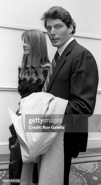 Gae Exton and Christopher Reeve attend American Museum of the Moving Image Gala on April 15, 1985 at the Pierre Hotel in New York City.