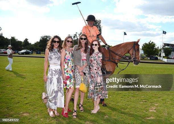 Rosanna Falconer, Amber Le Bon, Sabrina Percy and Olivia Grant attend the Laureus Polo Cup the at Ham Polo Club on June 21, 2018 in Richmond, England.