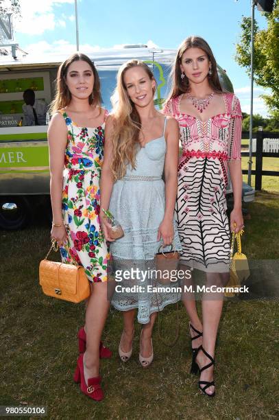Amber Le Bon, Hum Fleming and Sabrina Percy attend the Laureus Polo Cup at Ham Polo Club on June 21, 2018 in Richmond, England.