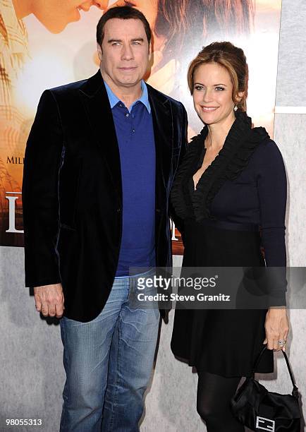 John Travolta and Kelly Preston attends the "The Last Song" Los Angeles Premiere at ArcLight Hollywood on March 25, 2010 in Hollywood, California.