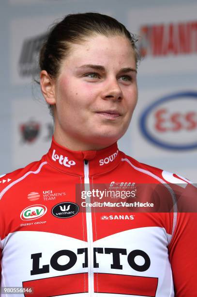 Podium / Lotte Kopecky of Belgium and Team Lotto Soudal Ladies Silver Medal / Celebration / during the 119th Belgian Road Championship 2018 a 28,2km...