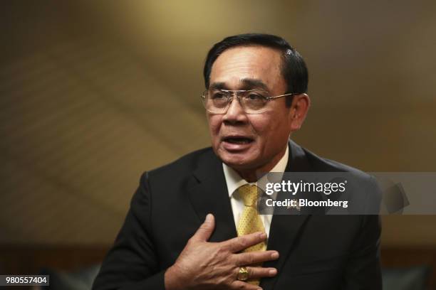 Prayuth Chan-Ocha, Thailand's prime minister, speaks during an interview in London, U.K., on Thursday, Jun. 21, 2018. Thailand wants to reach a trade...