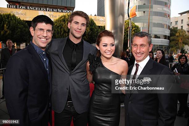 Chairman of The Walt Disney Studios Rich Ross, Liam Hemsworth, Miley Cyrus and Producer Adam Shankman at the World Premiere of Touchstone Pictures...