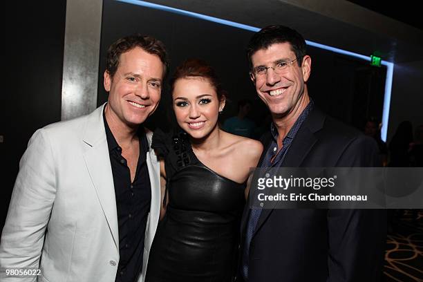 Exclusive** Greg Kinnear, Miley Cyrus and Chairman of The Walt Disney Studios Rich Ross at the World Premiere of Touchstone Pictures "The Last Song"...