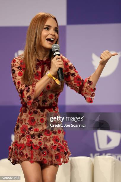 Rosanna Pansino speaks onstage during the 'Escape the Night: 3 Welcome to Everlock' panel during the 9'th Annual VidCon at Anaheim Convention Center...