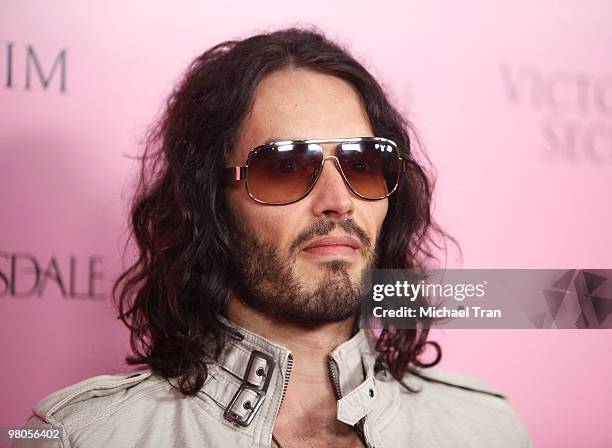 Russell Brand arrives to Victoria's Secret celebrates the 15th Anniversary of the Swim catalogue party held at Trousdale on March 25, 2010 in West...