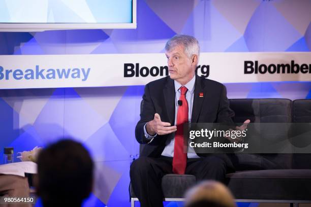 Timothy Sloan, president and chief executive officer of Wells Fargo & Co., speaks during the Bloomberg Breakaway CEO Summit in New York, U.S., on...