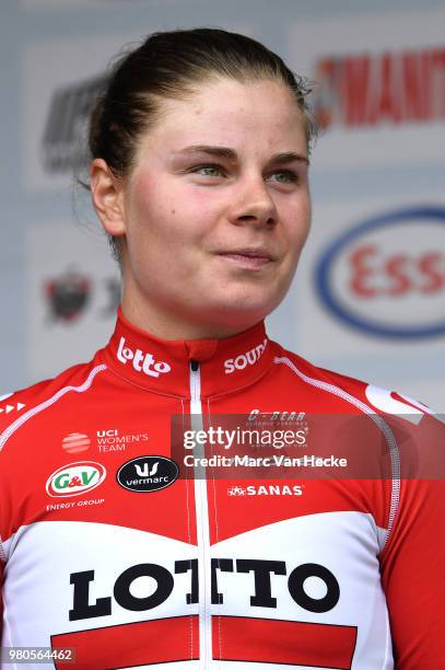 Podium / Lotte Kopecky of Belgium and Team Lotto Soudal Ladies Silver Medal / Celebration / during the 119th Belgian Road Championship 2018 a 28,2km...