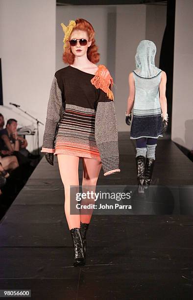 Model walks the runway at the Krelwear/Sebastian Visionary Artist Lolene at Rock Media Fashion Week Miami Beach at Eden Roc Renaissance Miami Beach...