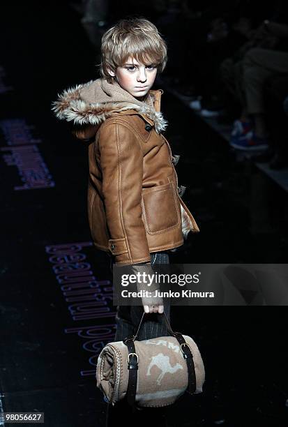 Model showcases beautiful people 2010-2011 Autumn/Winter Collection designed by Hidenori Kumakiri on the catwalk at Tokyo Midtown on Day 5 of Japan...