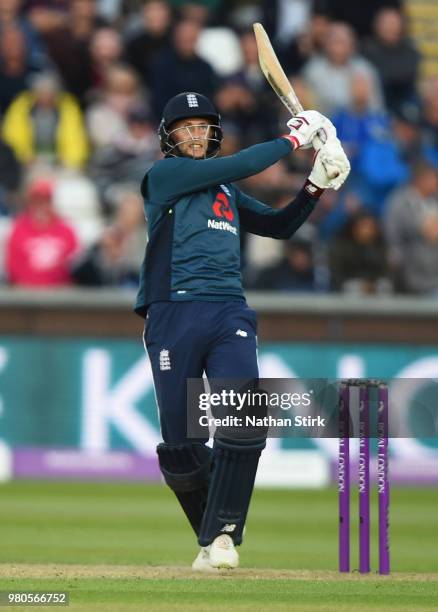 Joe Root of England plays the pull shot while batting during the 4th Royal London ODI match between England and Australia at Emirates Durham ICG on...