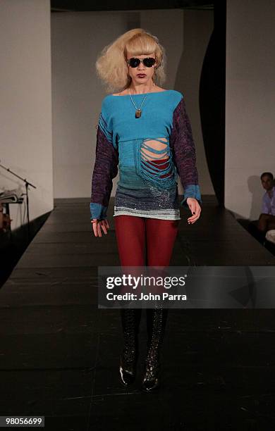 Model walks the runway at the Krelwear/Sebastian Visionary Artist Lolene at Rock Media Fashion Week Miami Beach at Eden Roc Renaissance Miami Beach...