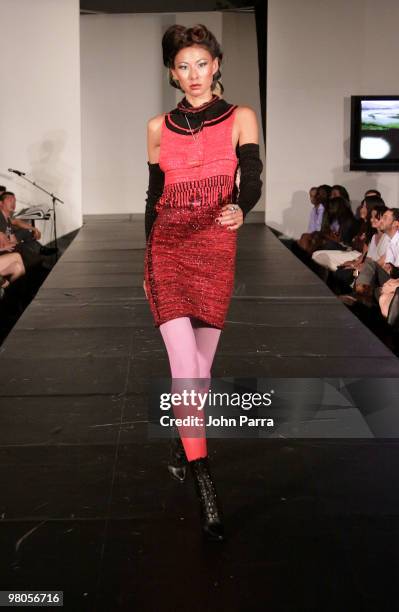 Model walks the runway at the Krelwear/Sebastian Visionary Artist Lolene at Rock Media Fashion Week Miami Beach at Eden Roc Renaissance Miami Beach...