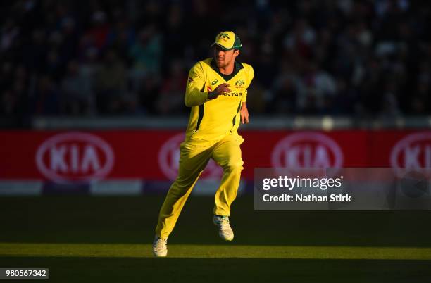 Travis Head of Australia fielding during the 4th Royal London ODI match between England and Australia at Emirates Durham ICG on June 21, 2018 in...