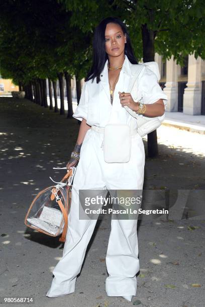 Rihanna attends the Louis Vuitton Menswear Spring/Summer 2019 show as part of Paris Fashion Week on June 21, 2018 in Paris, France.