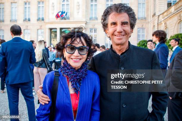 Former french Culture minister and founder of the "Fete de la Musique" Jack Lang poses with his wife Monique, during the annual "Fete de la Musique"...