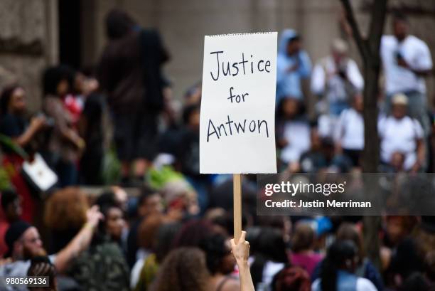 More than 200 people gathered for a rally to protest the fatal shooting of an unarmed black teen at the Allegheny County Courthouse on June 21, 2018...