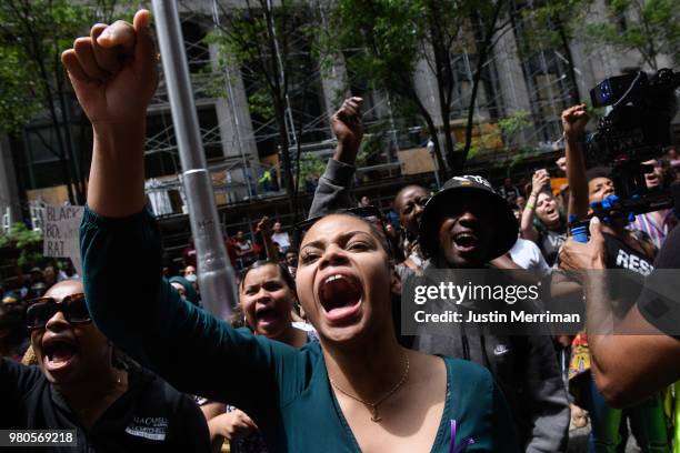 Dylan Rooke of Hazelwood joins more than 200 people gathered for a rally to protest the fatal shooting of an unarmed black teen at the Allegheny...