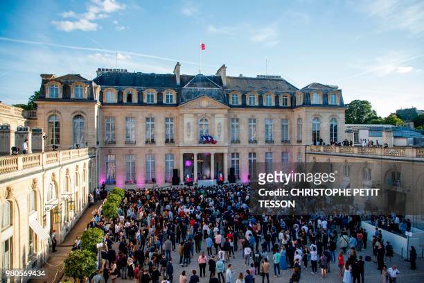 French DJ and producer Chloé Thévenin aka DJ Chloe, performs during the annual "Fete de la Musique" in the courtyard of the Elysee Palace, in Paris,...