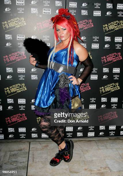 Dallas Frasca arrives at the 2010 Musicoz Awards at Sydney Town Hall on March 26, 2010 in Sydney, Australia.